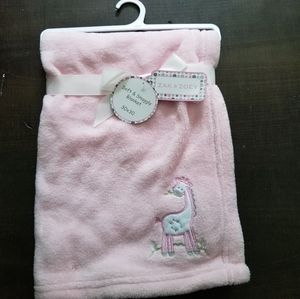 Pink Baby Blanket with Giraffe Detail